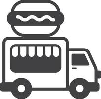 ilustración de camiones de comida y hamburguesas en estilo minimalista vector