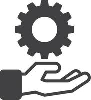 hands and cogs illustration in minimal style vector