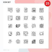 25 User Interface Line Pack of modern Signs and Symbols of analytics quarterly communication financial paper Editable Vector Design Elements