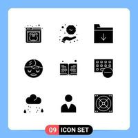 9 Universal Solid Glyph Signs Symbols of read book save time element spa Editable Vector Design Elements