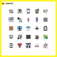 25 Universal Filled line Flat Color Signs Symbols of security time glass hand samsung mobile Editable Vector Design Elements