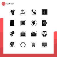 16 Universal Solid Glyphs Set for Web and Mobile Applications driveway mixer phone electronics devices Editable Vector Design Elements