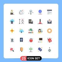 Group of 25 Modern Flat Colors Set for communication browser coding internet search Editable Vector Design Elements