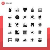 Modern Set of 25 Solid Glyphs and symbols such as irish green loving flag verification Editable Vector Design Elements