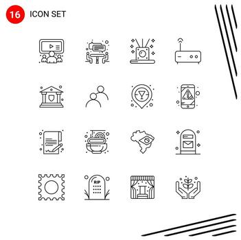 16 concepto de esquema para sitios web móviles y aplicaciones escudo seguro relajante módem bancario elementos de diseño vectorial editables vector