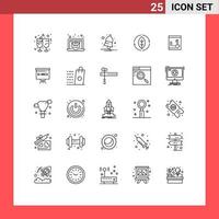 25 Thematic Vector Lines and Editable Symbols of locker power bell source energy Editable Vector Design Elements