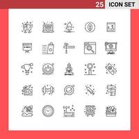 25 Thematic Vector Lines and Editable Symbols of locker power bell source energy Editable Vector Design Elements