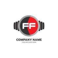 FF Letter Logo Design Icon fitness and music Vector Symbol.