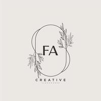 arte del logotipo inicial del vector de belleza fa, logotipo de escritura a mano de firma inicial, boda, moda, joyería, boutique, floral y botánica con plantilla creativa para cualquier empresa o negocio.
