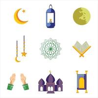 Isra Mi'raj Night Journey Icon Collection vector