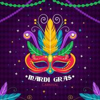 Hand drawn flat mardi gras mask vector