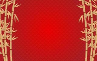 Red Pattern Background with Bamboo vector