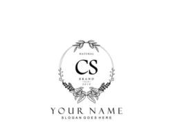 Initial CS beauty monogram and elegant logo design, handwriting logo of initial signature, wedding, fashion, floral and botanical with creative template. vector