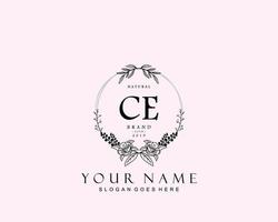 Initial CE beauty monogram and elegant logo design, handwriting logo of initial signature, wedding, fashion, floral and botanical with creative template. vector