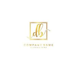 Initial DB beauty monogram and elegant logo design, handwriting logo of initial signature, wedding, fashion, floral and botanical with creative template. vector