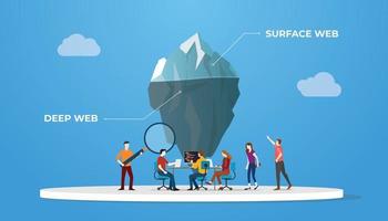 Deep Dark Web y Surface Web con el concepto de iceberg vector