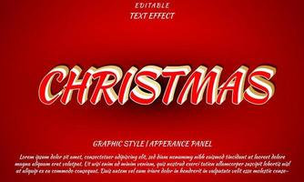 Christmas text effect template in 3d style. with a red background. used for logos and business branding vector