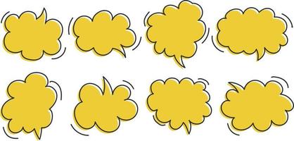 Hand drawn speech bubbles. Set of cute speech bubble in doodle style. vector