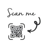 código qr para teléfono inteligente. inscripción escanéame con el icono del teléfono inteligente. código qr para el pago. vector. vector