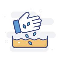 Seed Sowing vector filled outline icon style illustration. EPS 10 file