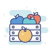 Fruits Basket vector filled outline icon style illustration. EPS 10 file