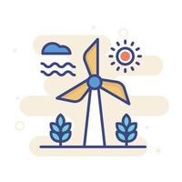Wind Fan vector filled outline icon style illustration. EPS 10 file