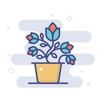 Flower pot vector filled outline icon style illustration. EPS 10 file