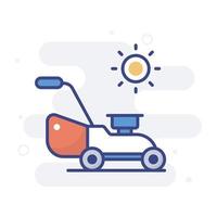 Lawn Mover vector filled outline icon style illustration. EPS 10 file