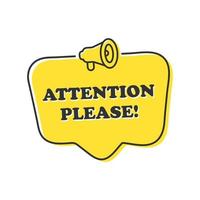 attention please retro speech bubble vector