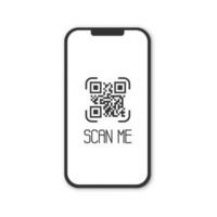 teléfono inteligente realista con escáner de código qr. escanéame. vector