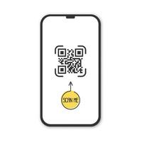 Realistic smartphone with qr code scanner. Scan me. vector