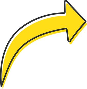 hand drawn arrow icon with yellow element vector