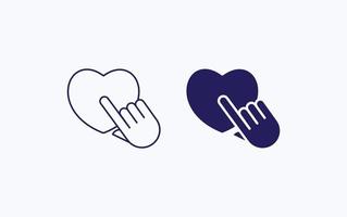 Heart tap, touch illustration icon vector