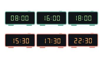 A set of digital clocks. Electronic numbers. Vector illustration