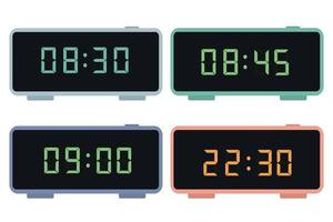 A set of digital clocks. Electronic numbers. Vector illustration