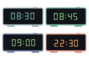 A set of digital clocks. Electronic numbers. Vector illustration