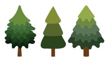 Illustration of Christmas trees. A set of icons of isolated vector illustrations. The traditional symbol of the New Year and Christmas is the Christmas tree. Merry Christmas and Happy New Year