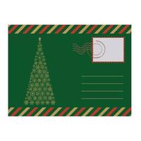 Envelope with the image of a Christmas tree made of snowflakes. Vector illustration.