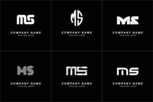 MS letter logo collection in modern abstract style vector