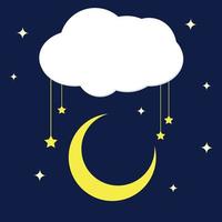 fondo de estrella y nube de luna de estilo papel vector