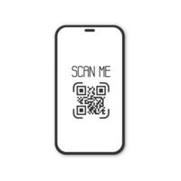 Realistic smartphone with qr code scanner. Scan me. vector