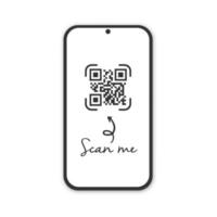 Realistic smartphone with qr code scanner. Scan me. vector