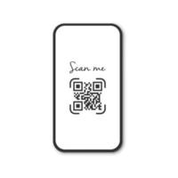 Realistic smartphone with qr code scanner. Scan me. vector