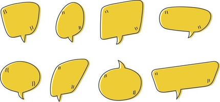 Hand drawn speech bubbles. Set of cute speech bubble in doodle style. With quote mark. vector