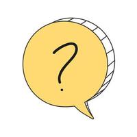 yellow speech bubble hand draw cartoon message box with question mark icon vector