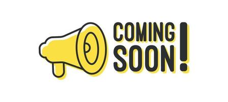 Coming soon megaphone banner design vector