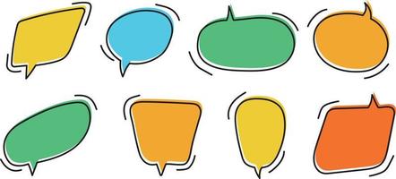 Hand drawn speech bubbles. Set of cute speech bubble in doodle style. vector