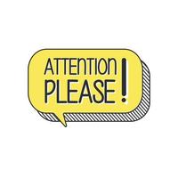 attention please retro speech bubble vector