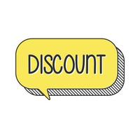 icon with speech bubble in word discount on white background vector