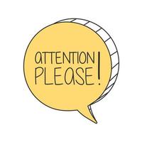 attention please retro speech bubble vector